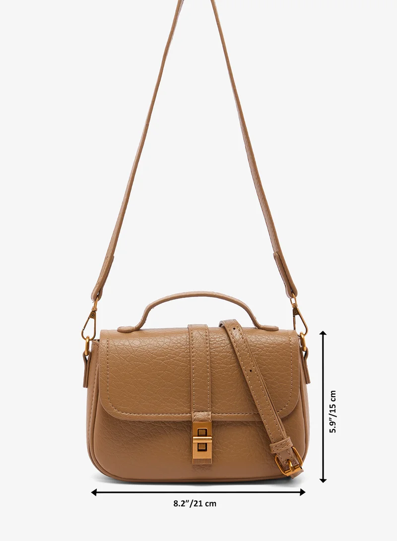 ELLA Brown classic crossbody bag with gold detail for Women | Best Price UAE